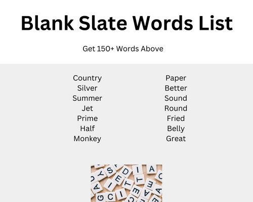 Blank Slate Words List