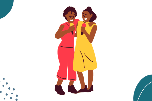 illustration of sisters hanging out and having fun