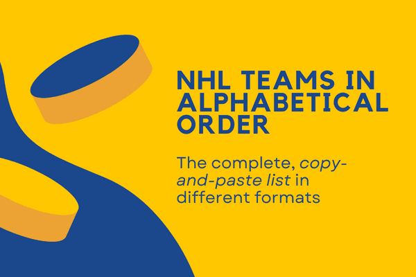 NHL teams in alphabetical order thumbnail with hockey puck design