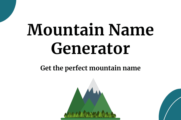 mountain name generator thumbnail with icon of mountains and trees
