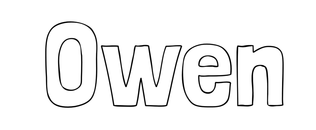 Name coloring page with name Owen in cool font that you can color in 
