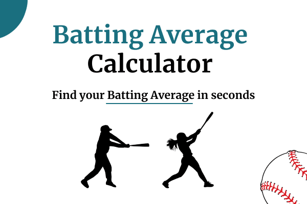 Batting Average Calculator with baseball icon and baseball batter and softball batter