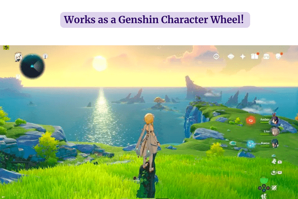 genshin character wheel with a screenshot of genshin game