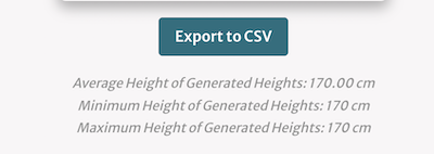 screenshot of the export to CSV button and statistics in the random height generator