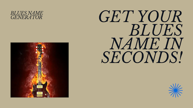 blues name generator thumbnail with a guitar on fire